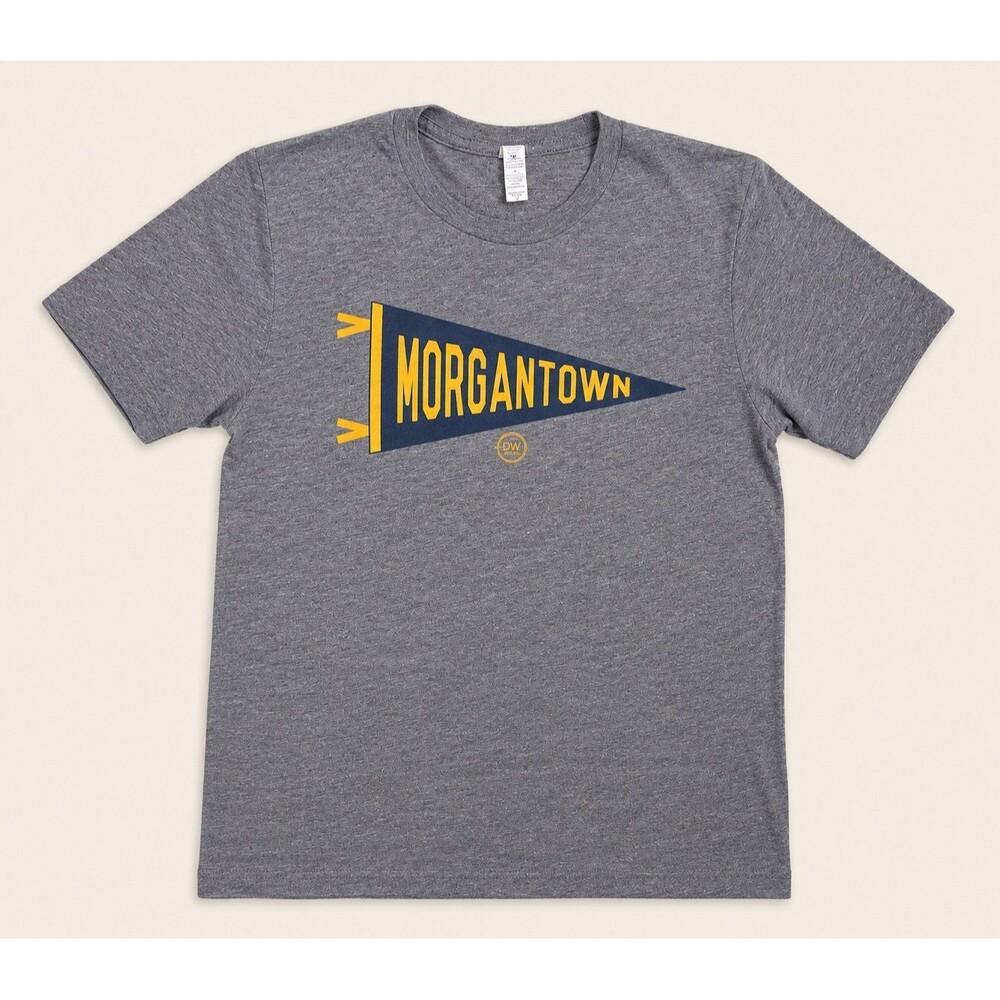 Vintage-style Morgantown WV Pennant Graphic Tee – Size Small – Gray Tri Blend